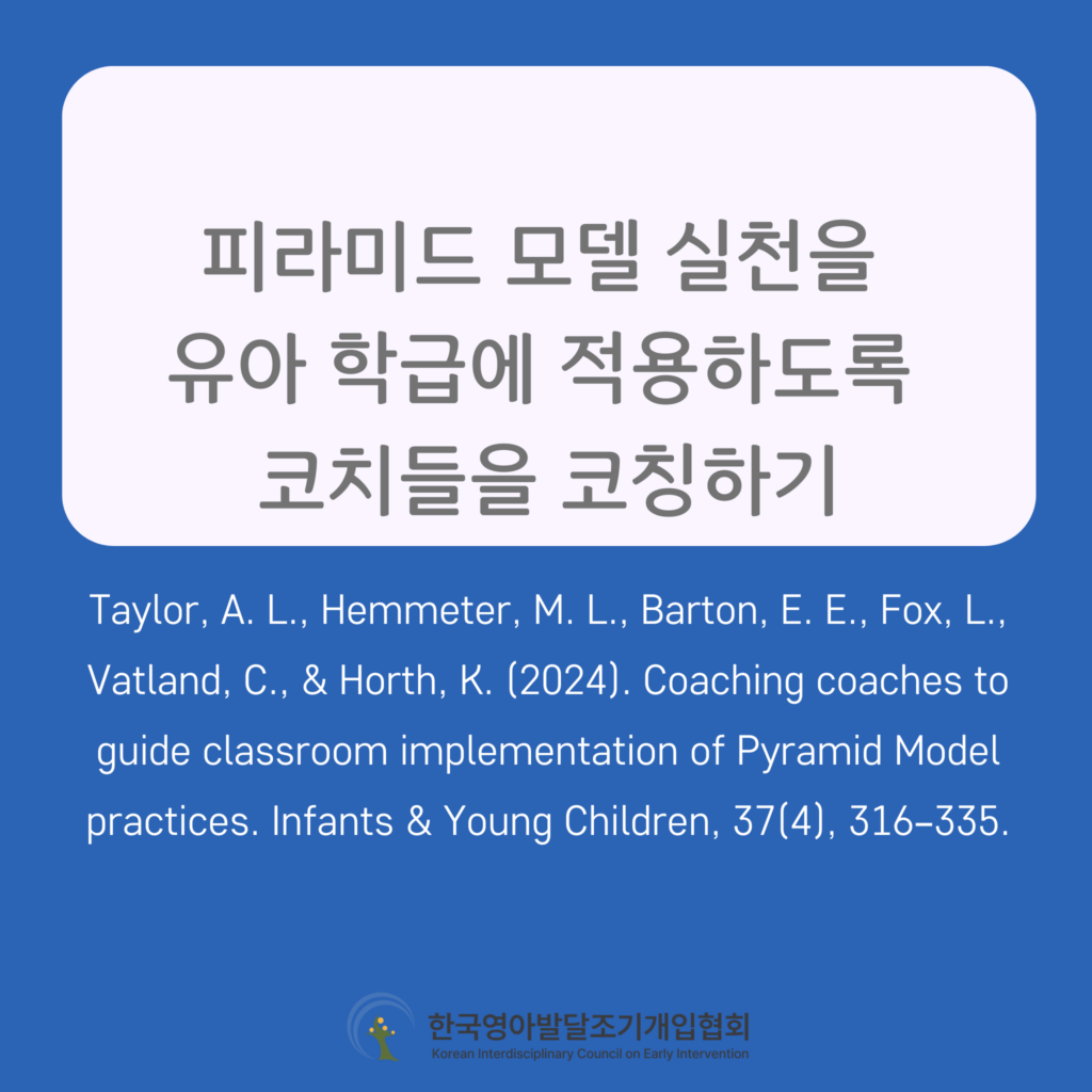 Coaching coaches to guide classroom implementation of Pyramid Model practices