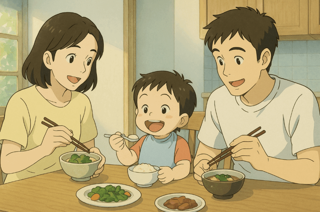 가족과 함께 먹는 시간은 아기의 몸과 마음을 모두 자라게 해요